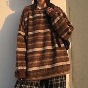 Oversized Pocket Striped Sweater